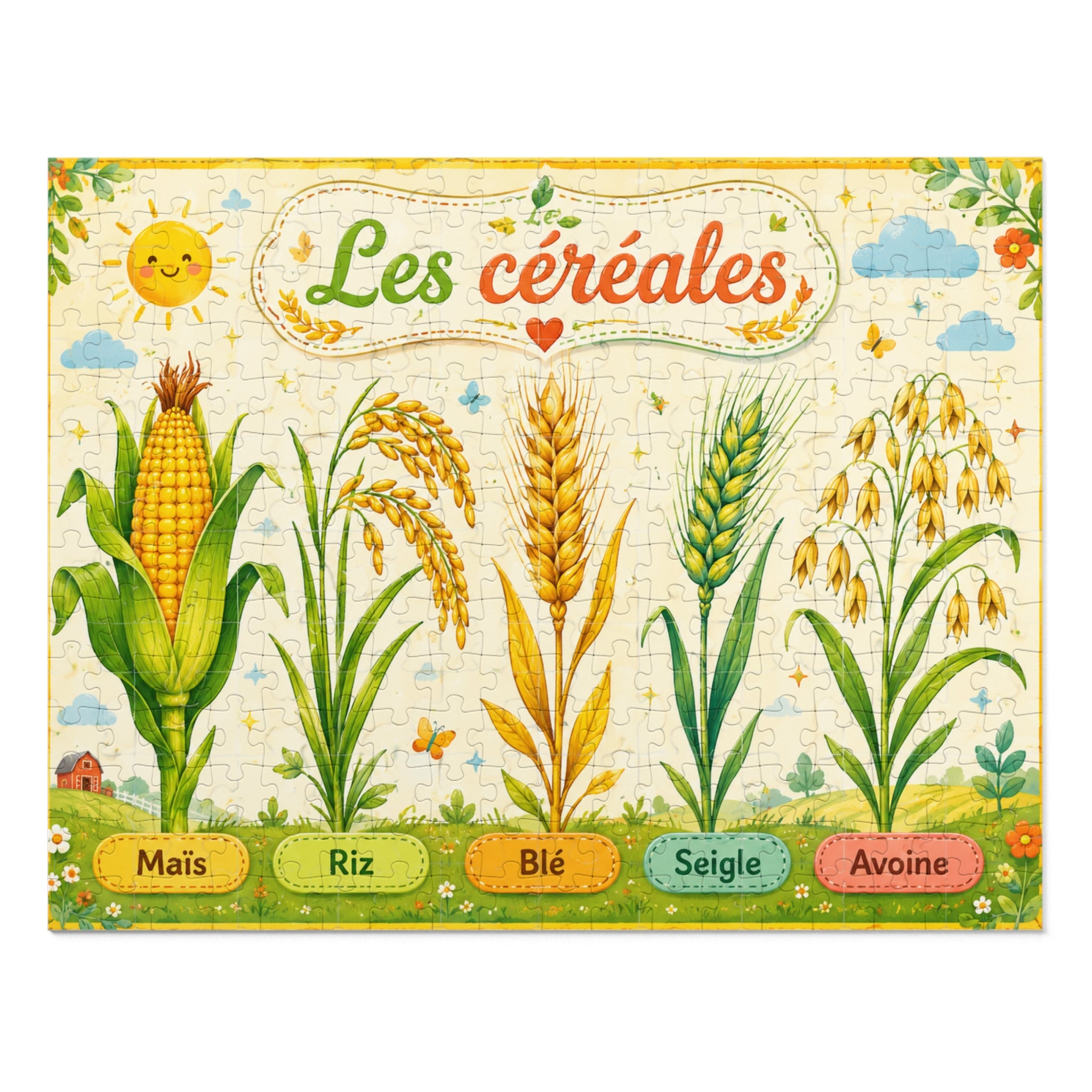 Les Céréales 500-Piece Jigsaw Puzzle with Tin — Educational Botanical Illustration