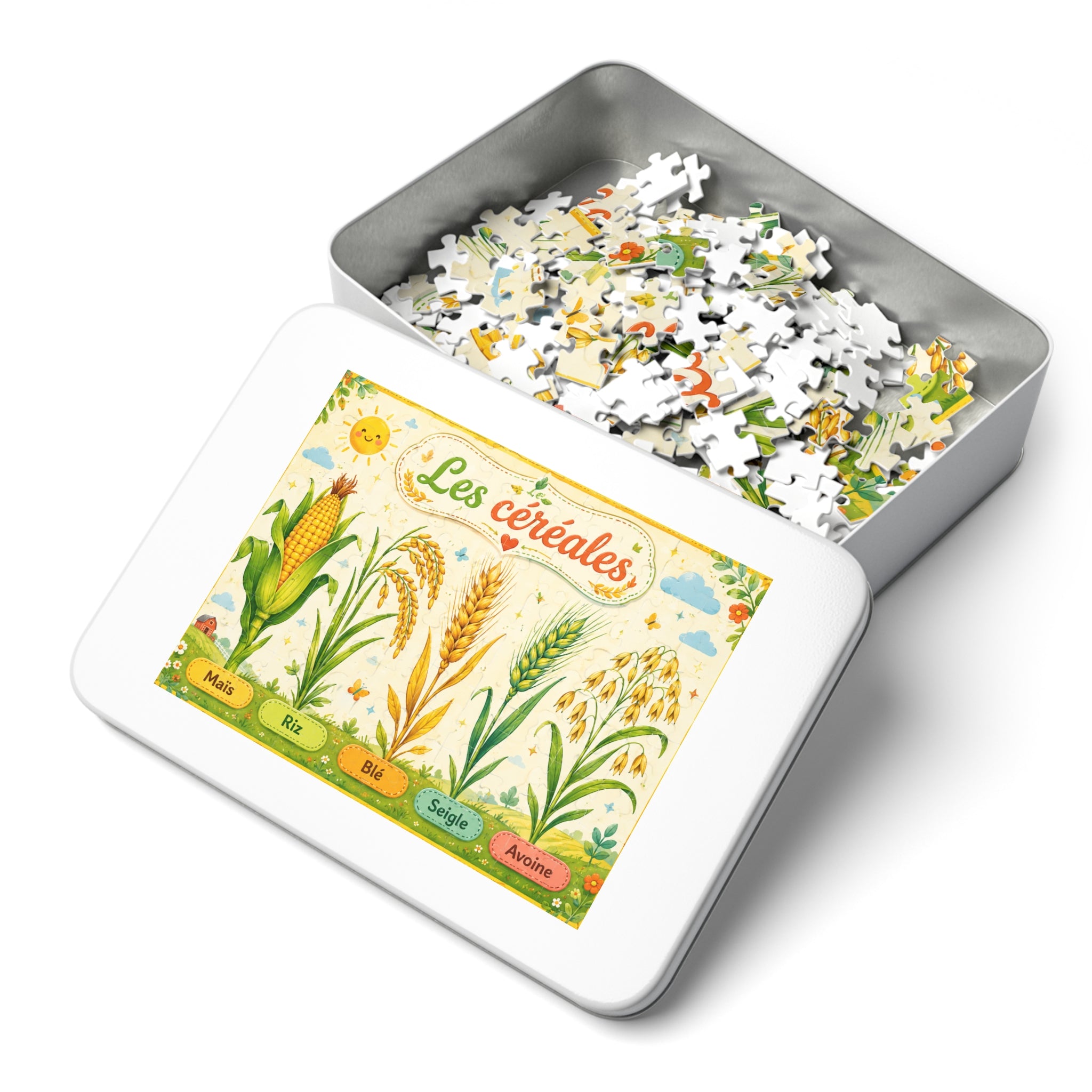 Les Céréales 500-Piece Jigsaw Puzzle with Tin — Educational Botanical Illustration