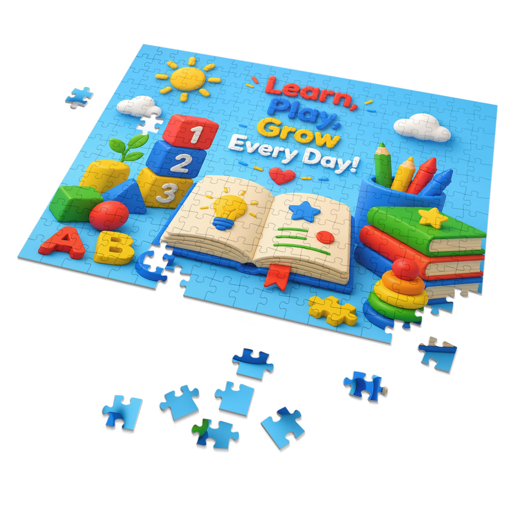 Kids Educational Jigsaw Puzzle Tin — "Learn, Play, Grow Every Day!"