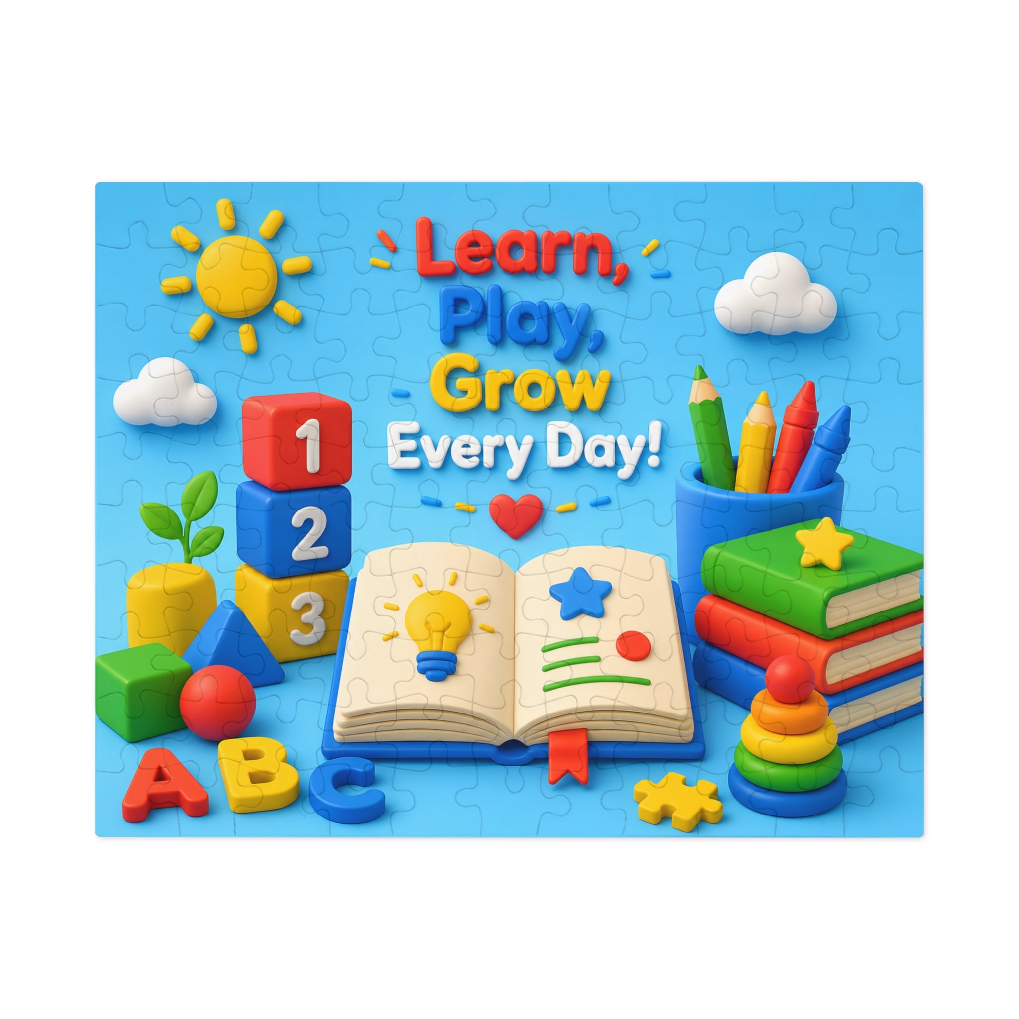 Kids Educational Jigsaw Puzzle Tin — "Learn, Play, Grow Every Day!"
