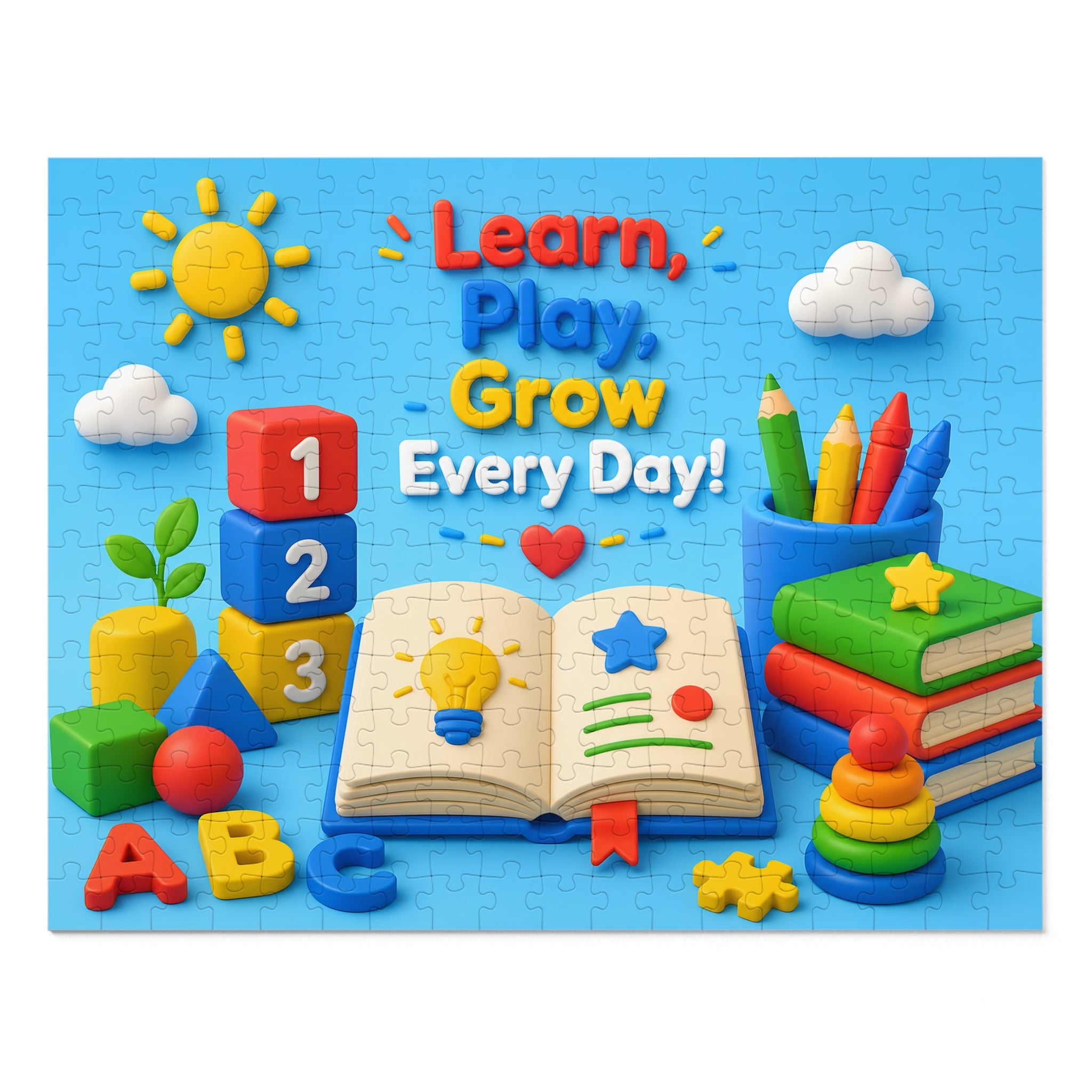 Kids Educational Jigsaw Puzzle Tin — "Learn, Play, Grow Every Day!"