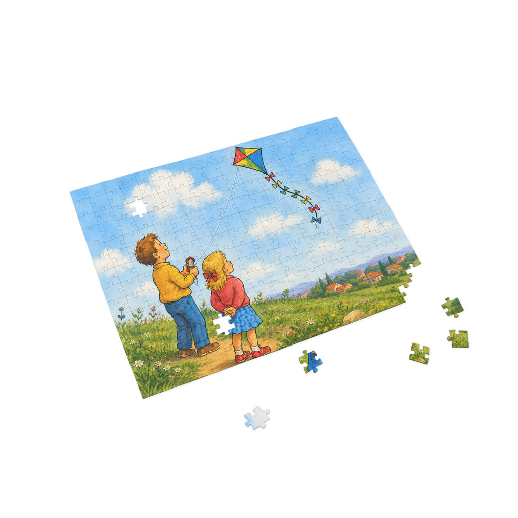 Children Flying Kite Jigsaw Puzzle — Scenic 96/252-Piece Puzzle